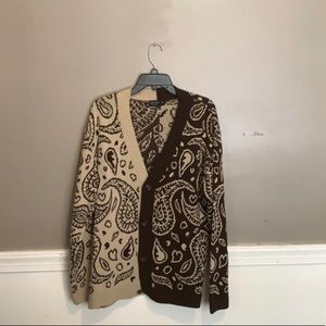 Banana print half&half print cardigan